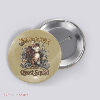 Quest Squad Broccoli Funny Cat Meme Cat Lover Bookworms Button