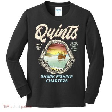 Quints Shark Fishing Charters Kids Long Sleeve Shirt