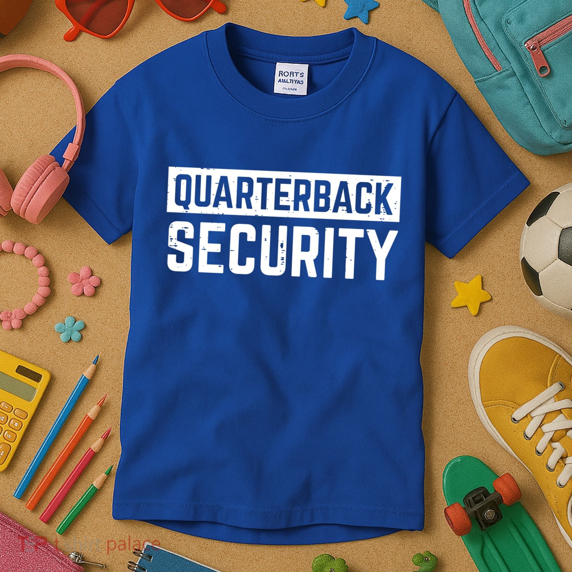 Quarterback Security Funny American Football Offense Line Gift Kids T-Shirt