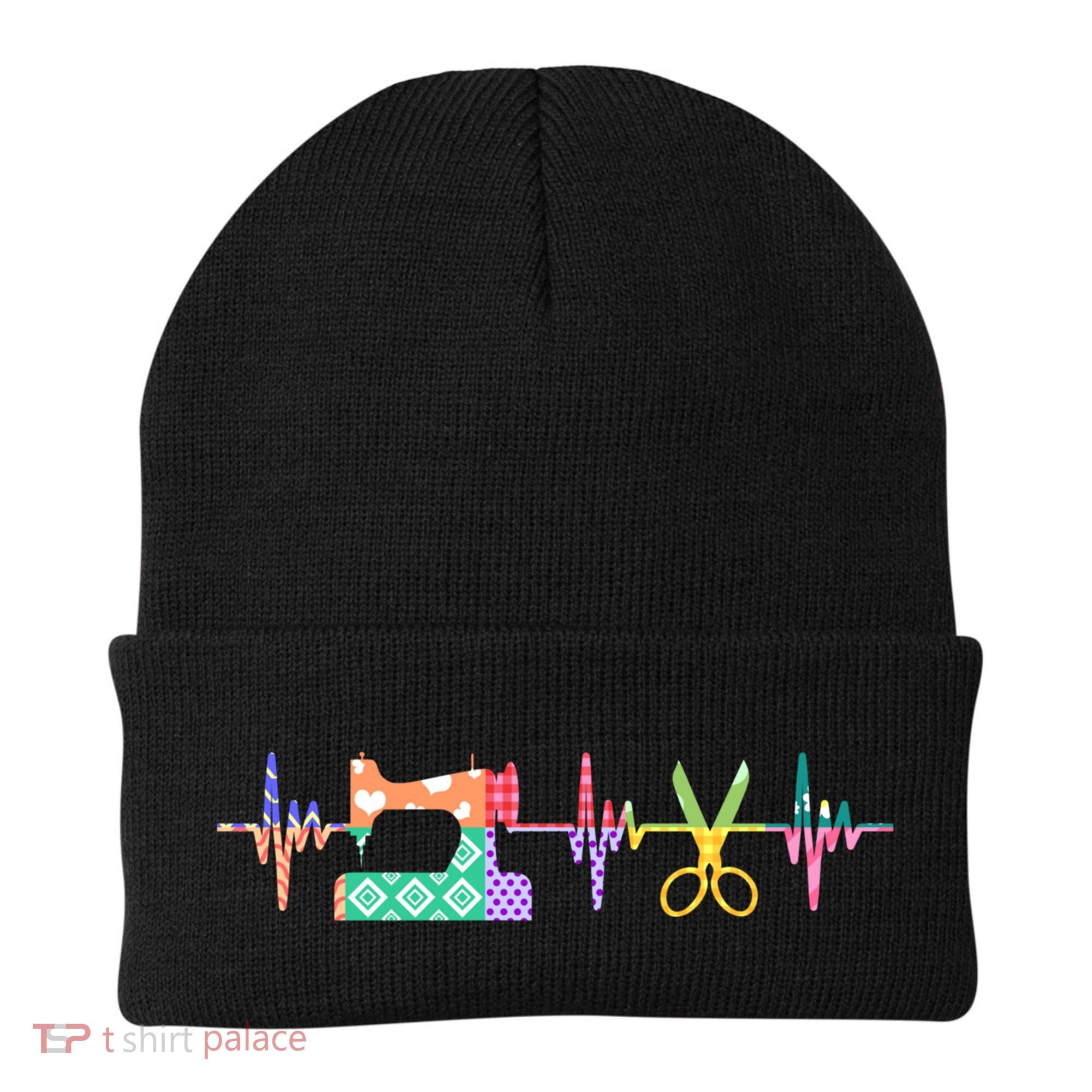 Quilter Sewing Heartbeat For Quilting Lover Mm Cool Gift Beanie