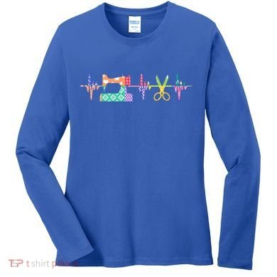 Quilter Sewing Heartbeat For Quilting Lover Mm Cool Gift Women's Long Sleeve Shirt