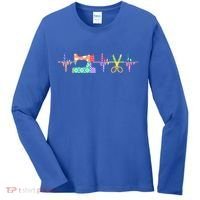 Quilter Sewing Heartbeat For Quilting Lover Mm Cool Gift Women's Long Sleeve Shirt thumb 0