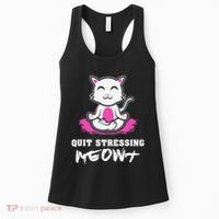 Quit Stressing Meowt Funny Meditation Lotus Seat Cat Yoga Women's Tank Top thumb 0