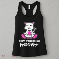 Quit Stressing Meowt Funny Meditation Lotus Seat Cat Yoga Women's Tank Top thumb 3