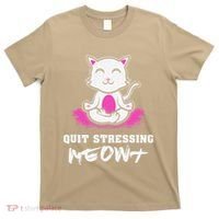 Quit Stressing Meowt Funny Meditation Lotus Seat Cat Yoga T-Shirt thumb 0