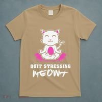 Quit Stressing Meowt Funny Meditation Lotus Seat Cat Yoga T-Shirt thumb 5