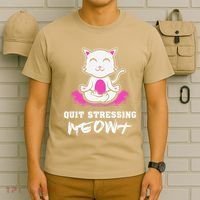 Quit Stressing Meowt Funny Meditation Lotus Seat Cat Yoga T-Shirt thumb 6