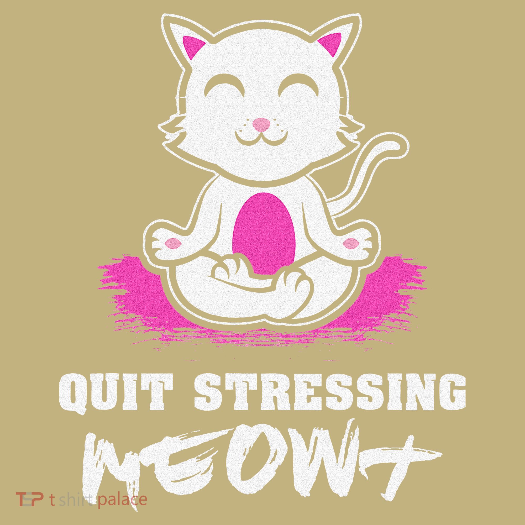 Quit Stressing Meowt Funny Meditation Lotus Seat Cat Yoga T-Shirt