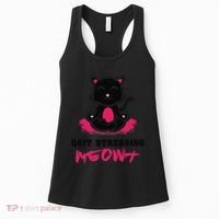 Quit Stressing Meowt Funny Meditation Lotus Seat Cat Yoga Women's Tank Top thumb 0