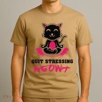 Quit Stressing Meowt Funny Meditation Lotus Seat Cat Yoga T-Shirt thumb 3