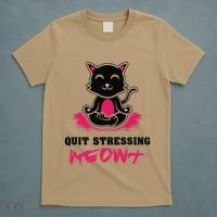 Quit Stressing Meowt Funny Meditation Lotus Seat Cat Yoga T-Shirt thumb 5