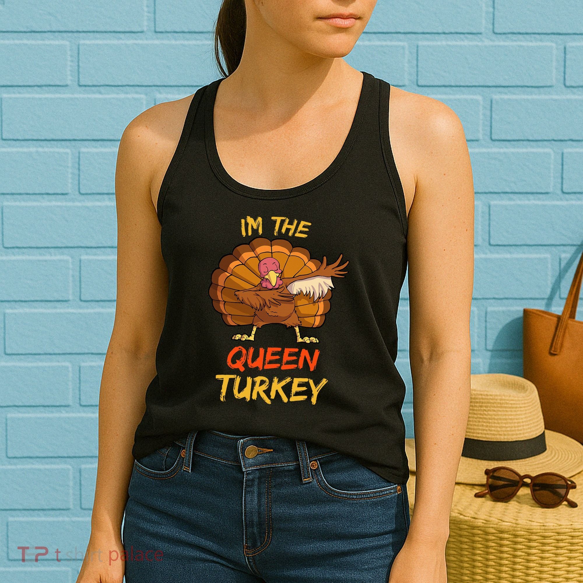 Queen Turkey Matching Family Group Thanksgiving Party Pajama Women's Tank Top