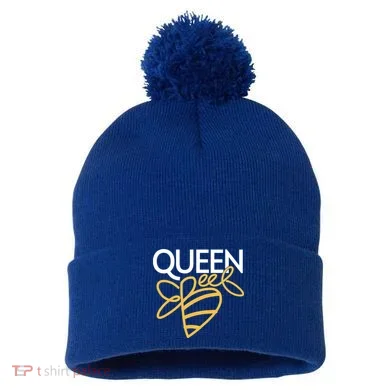 Queen Bee  Pom Pom 12in Knit Beanie