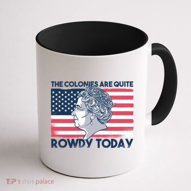 Queen Of England American Flag Coffee Mug back
