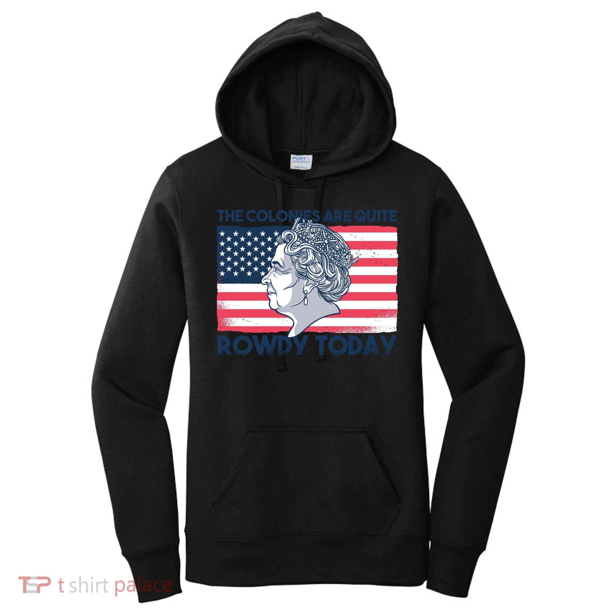 Queen Of England American Flag Women's Hoodie
