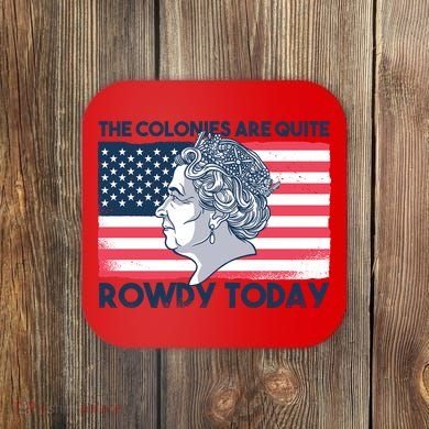Queen Of England American Flag Coaster