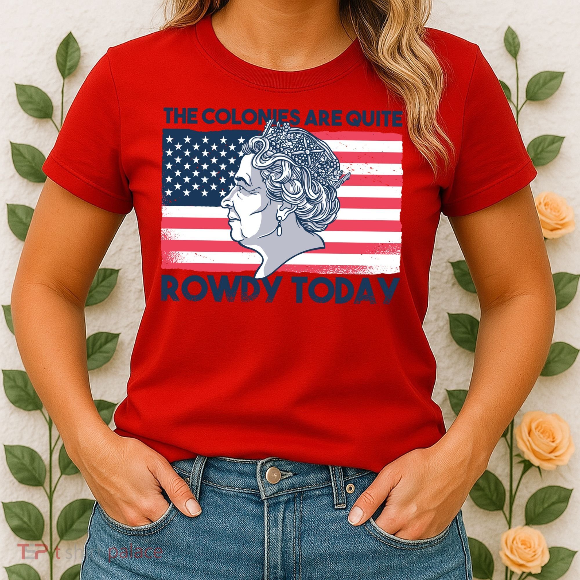 Queen Of England American Flag Women's T-Shirt