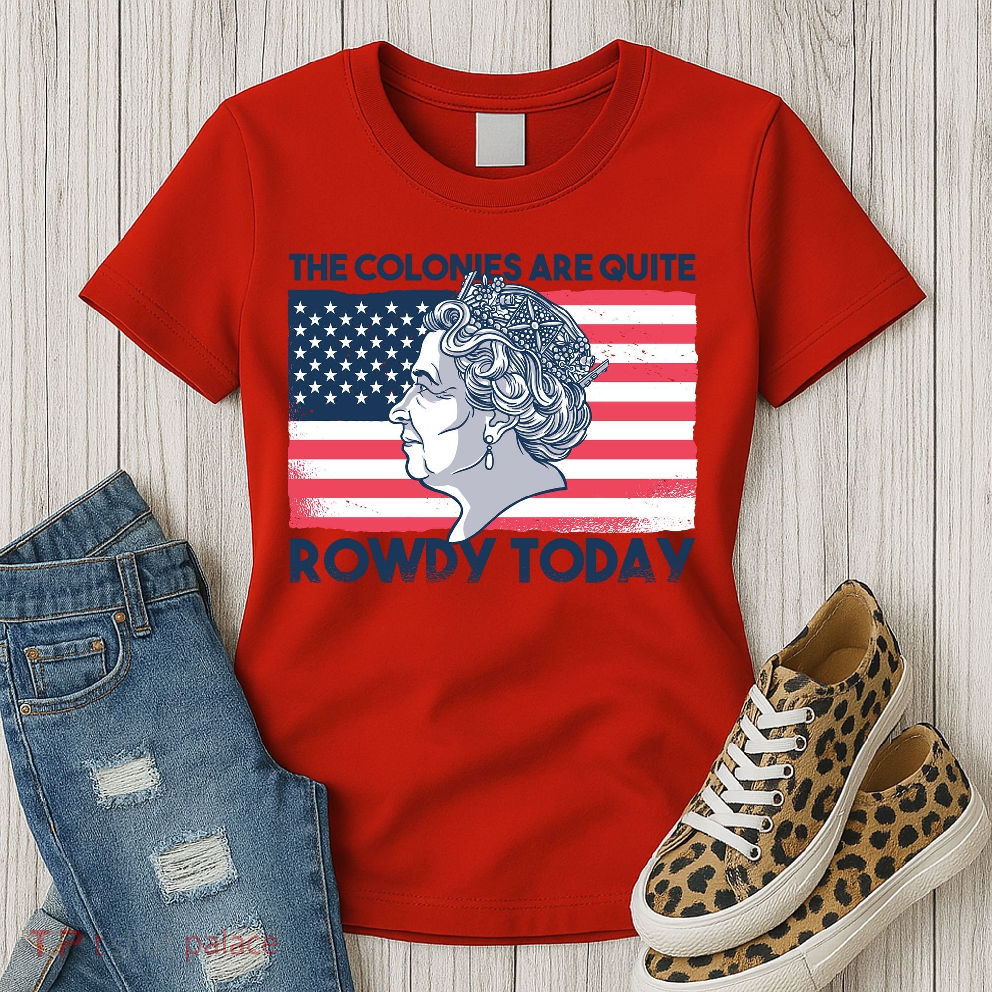 Queen Of England American Flag Women's T-Shirt