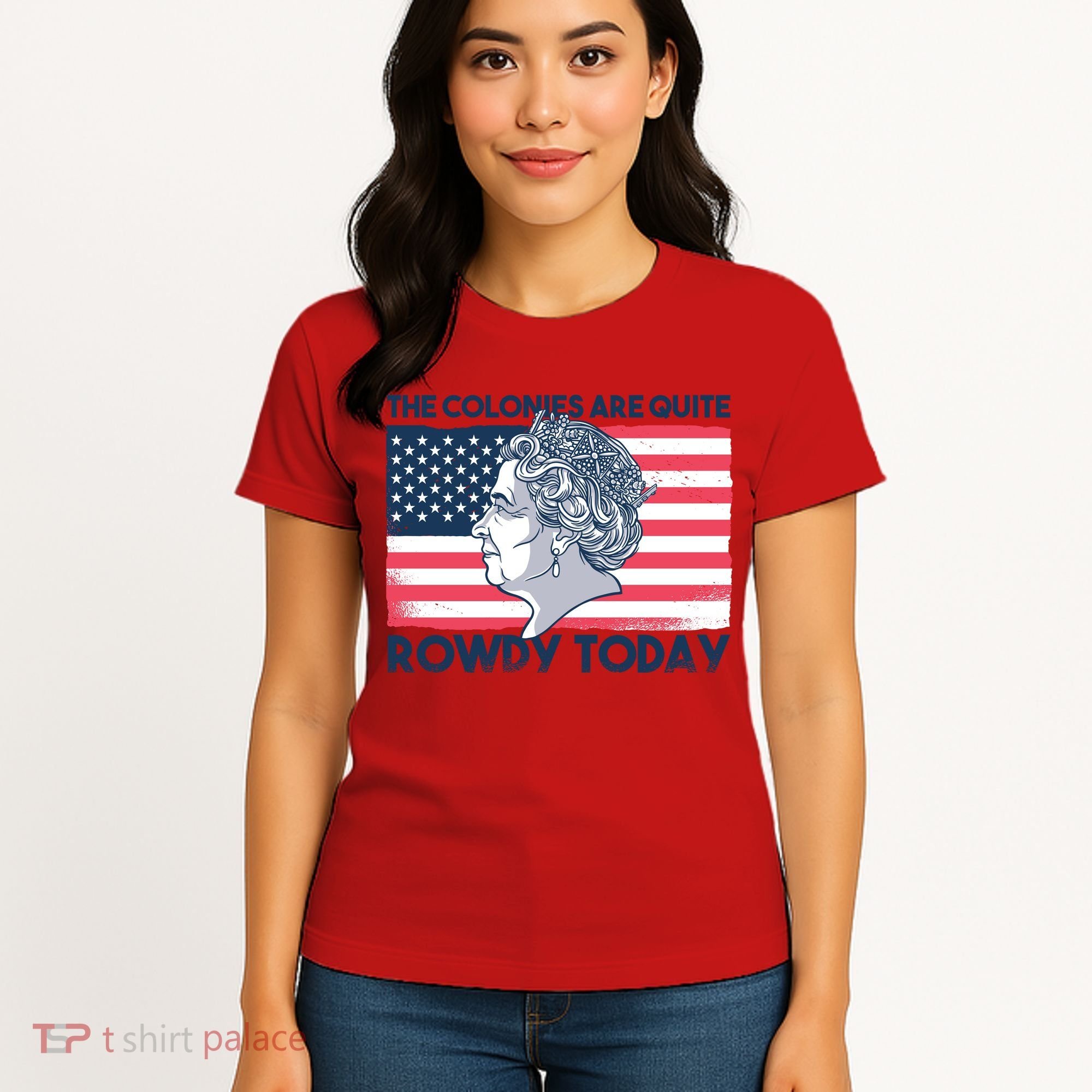 Queen Of England American Flag Women's T-Shirt