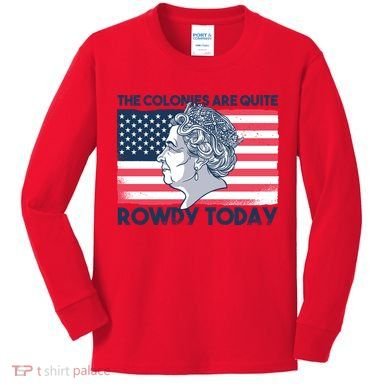 Queen Of England American Flag Kids Long Sleeve Shirt