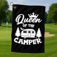 Queen of the Camper Funny Camping Golf Towel thumb 1