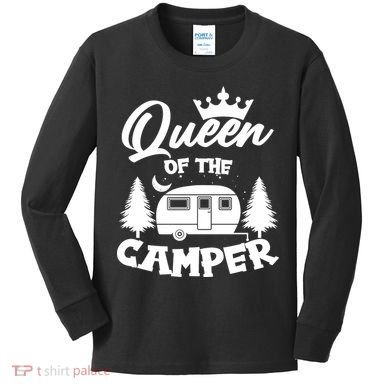 Queen of the Camper Funny Camping Kids Long Sleeve Shirt