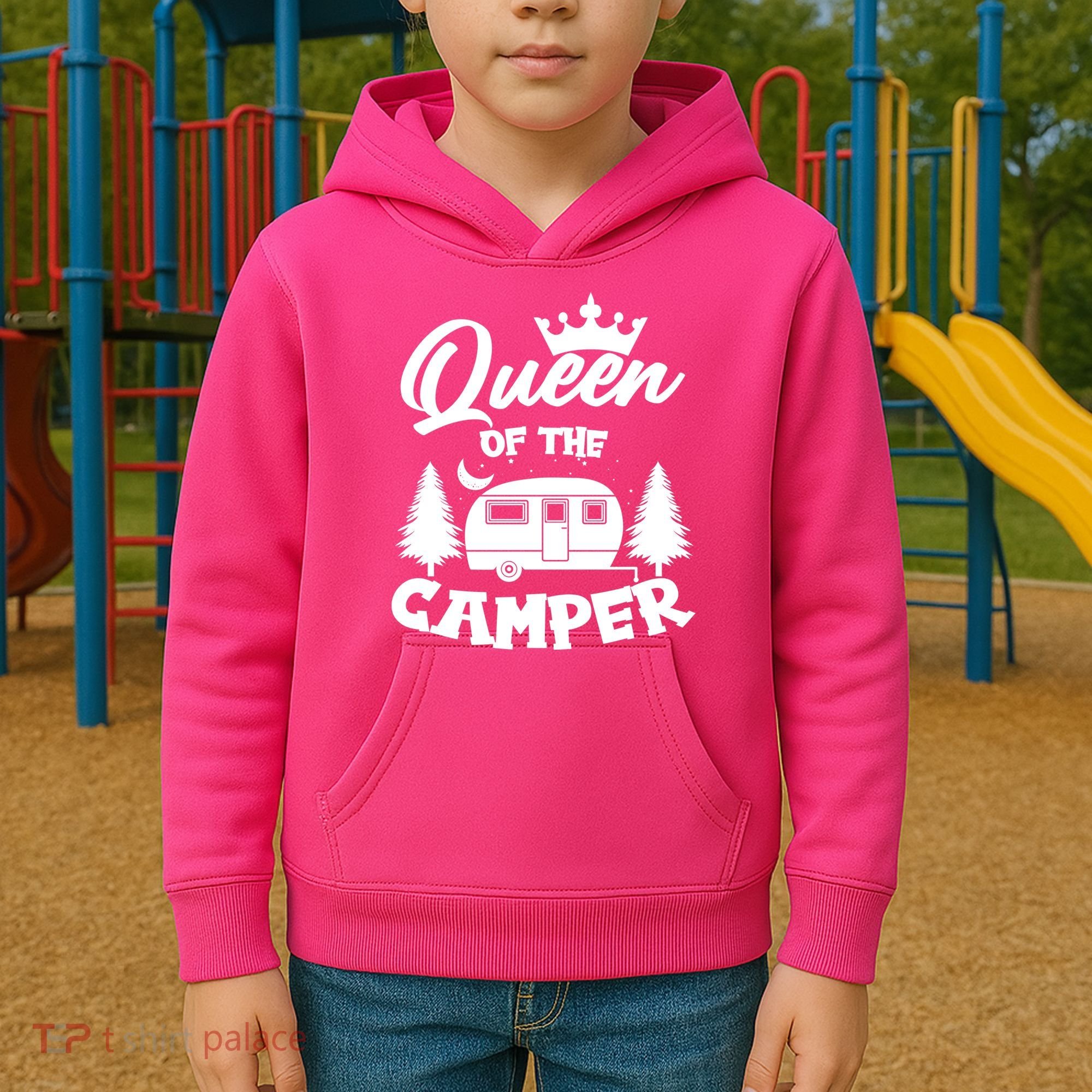Queen of the Camper Funny Camping Kids Hoodie