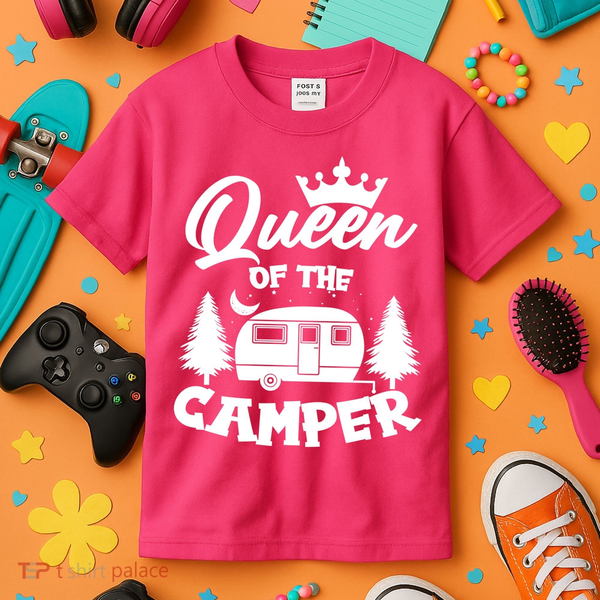 Queen of the Camper Funny Camping Kids T-Shirt