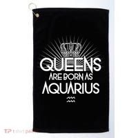 Queens Are Born As Aquarius Golf Towel thumb 0
