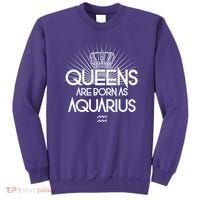 Queens Are Born As Aquarius Sweatshirt thumb 0