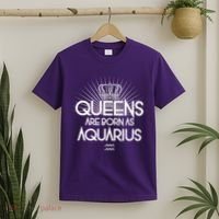 Queens Are Born As Aquarius T-Shirt thumb 2