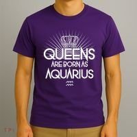 Queens Are Born As Aquarius T-Shirt thumb 3