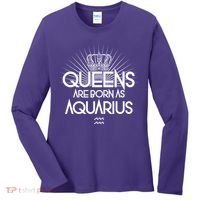 Queens Are Born As Aquarius Women's Long Sleeve Shirt thumb 0