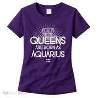 Queens Are Born As Aquarius Women's T-Shirt thumb 0