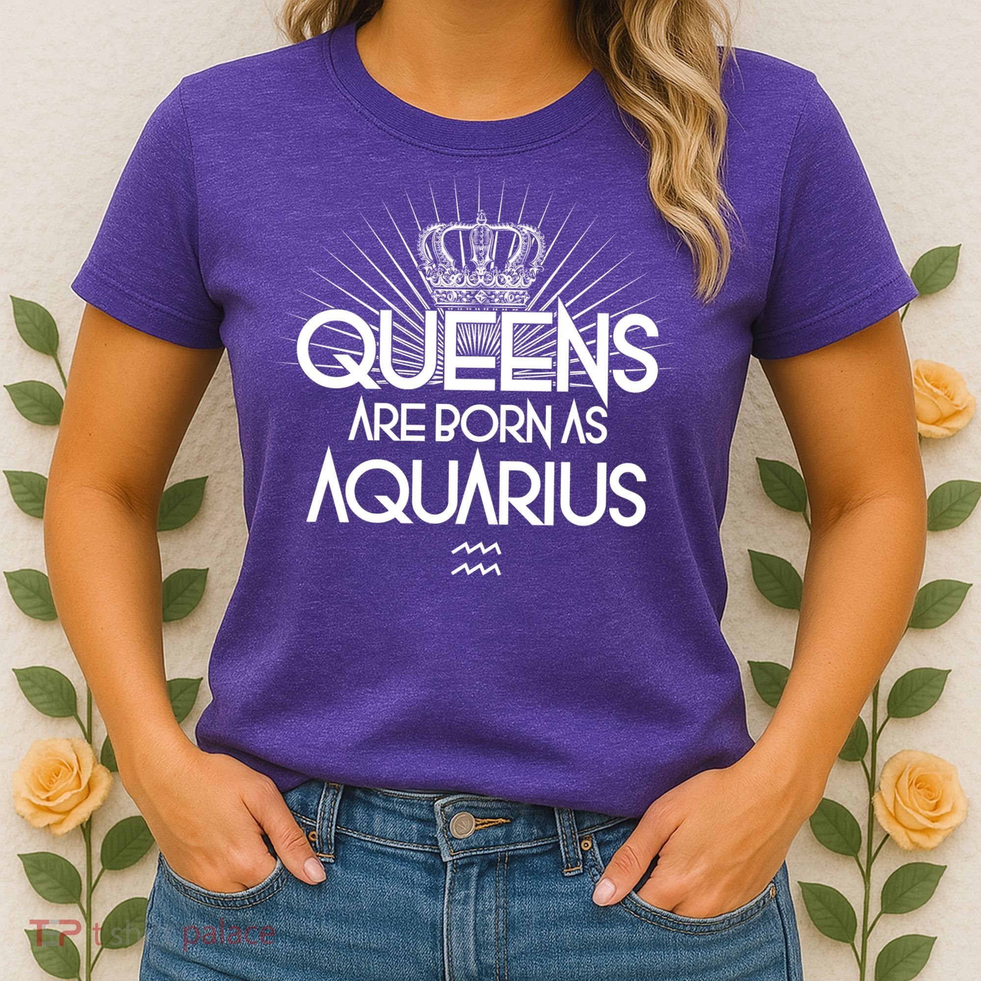 Queens Are Born As Aquarius Women's T-Shirt