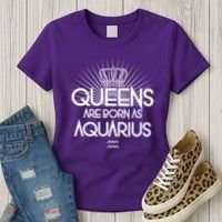 Queens Are Born As Aquarius Women's T-Shirt thumb 3