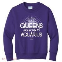 Queens Are Born As Aquarius Kids Sweatshirt thumb 0