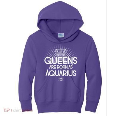 Queens Are Born As Aquarius Kids Hoodie