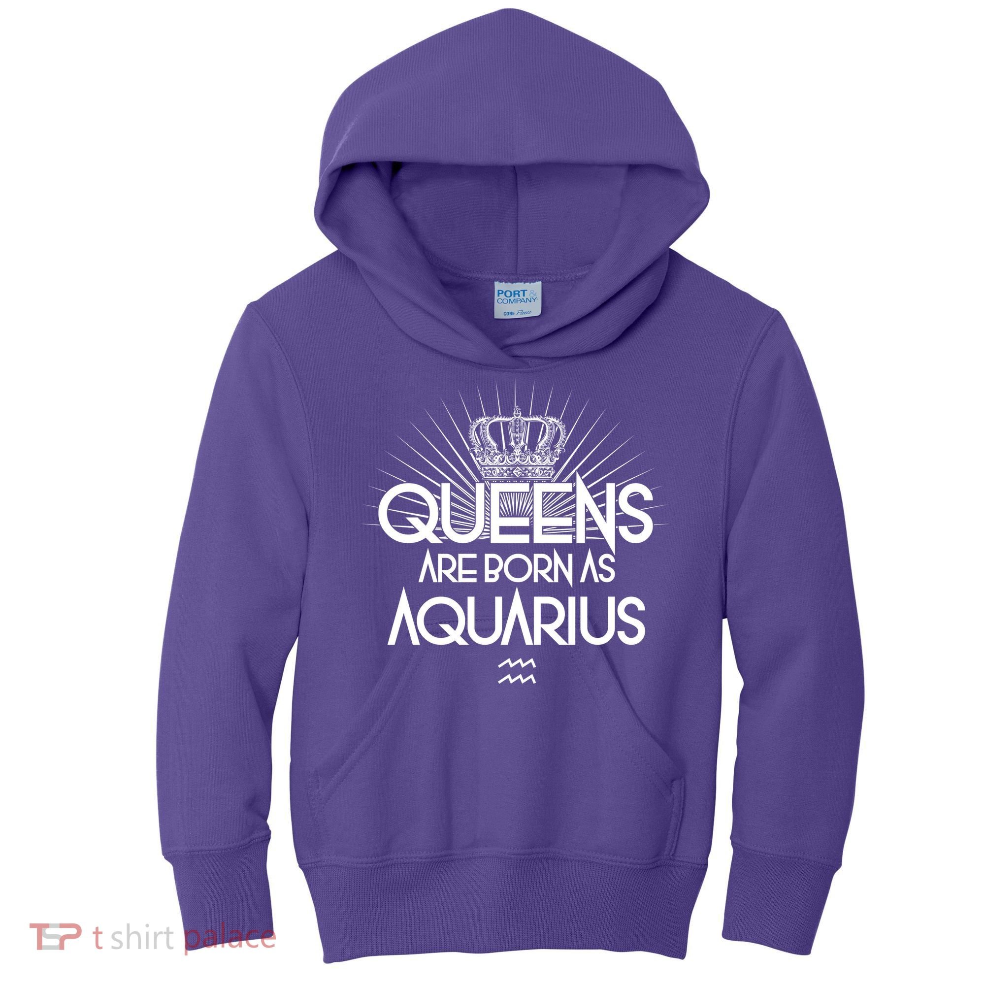 Queens Are Born As Aquarius Kids Hoodie