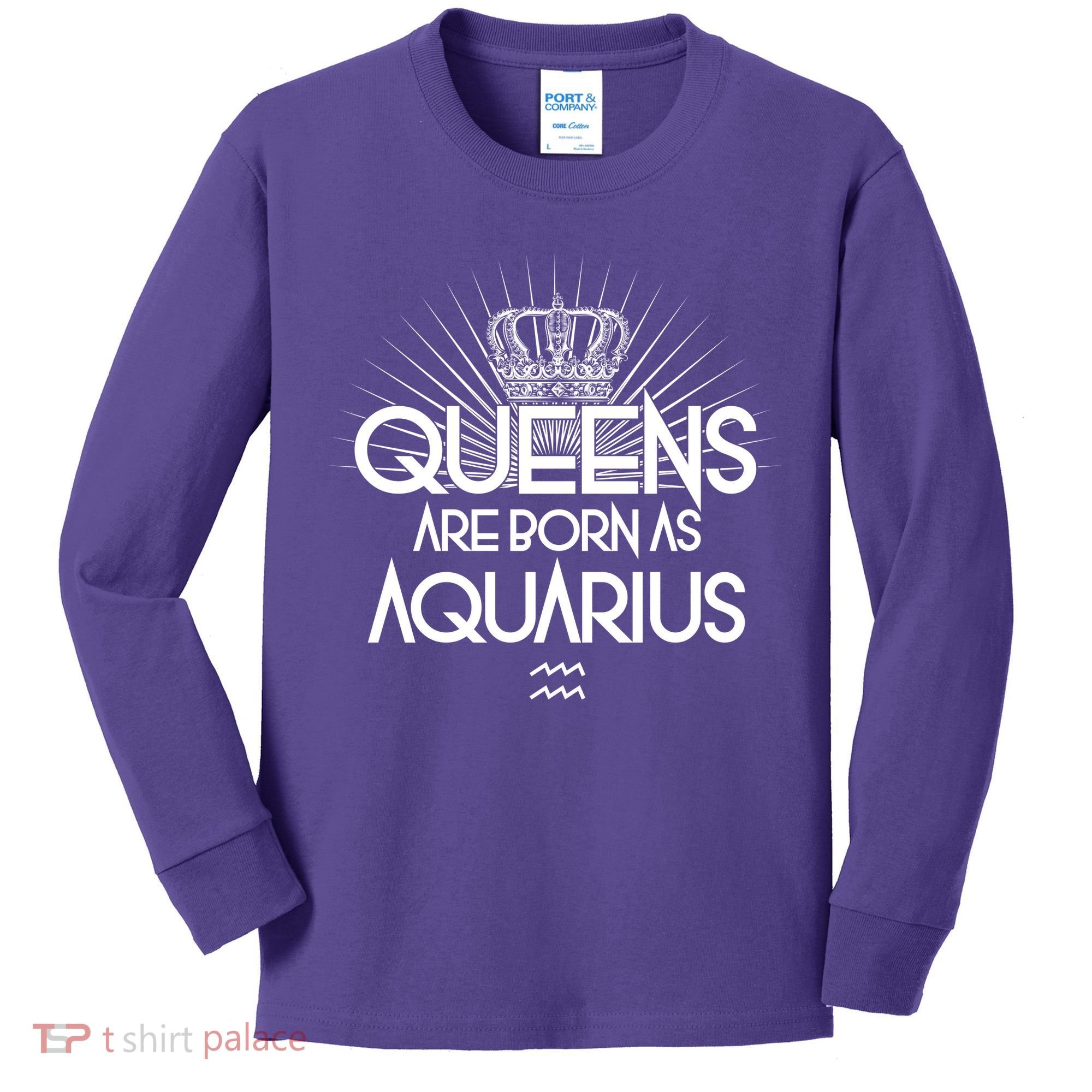 Queens Are Born As Aquarius Kids Long Sleeve Shirt