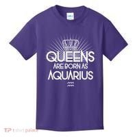 Queens Are Born As Aquarius Kids T-Shirt thumb 0