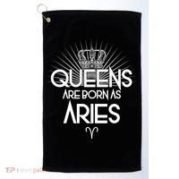 Queens Are Born As Aries Golf Towel thumb 0