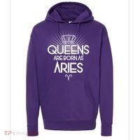 Queens Are Born As Aries Hoodie thumb 0