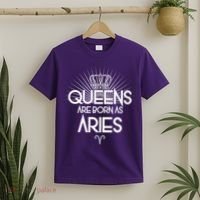Queens Are Born As Aries T-Shirt thumb 2