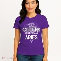 Queens Are Born As Aries Women's T-Shirt thumb 4