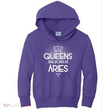 Queens Are Born As Aries Kids Hoodie