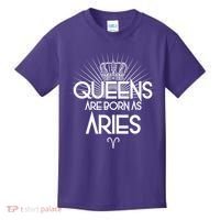 Queens Are Born As Aries Kids T-Shirt thumb 0