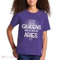 Queens Are Born As Aries Kids T-Shirt thumb 2