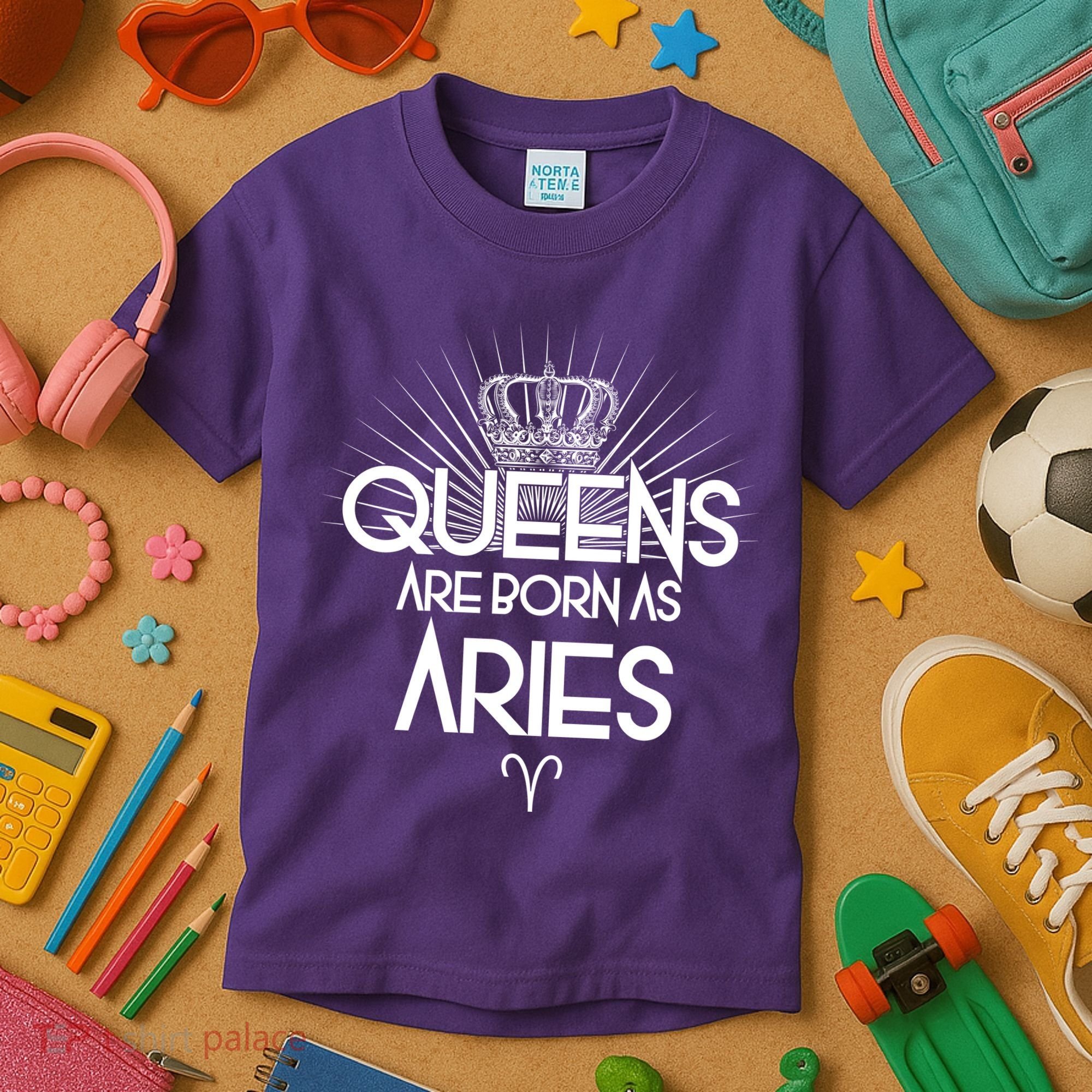 Queens Are Born As Aries Kids T-Shirt