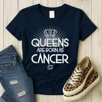 Queens Are Born As Cancer Women's T-Shirt thumb 3